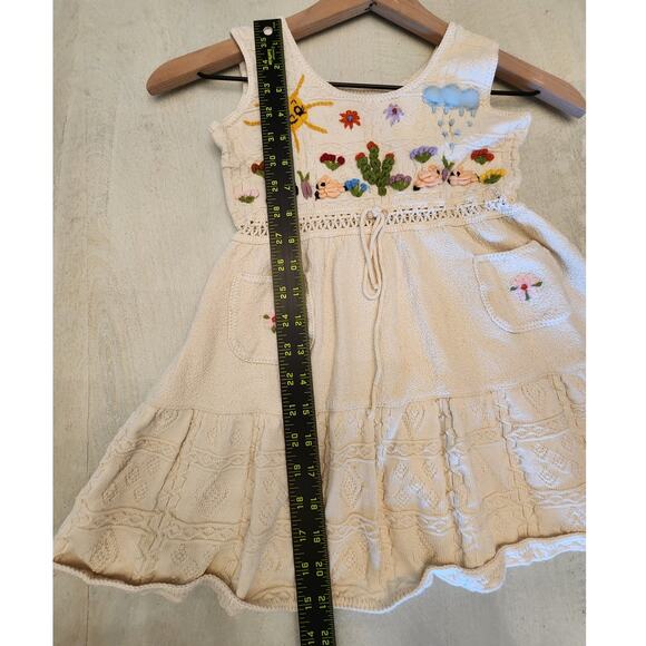 Nusta Girls Knitted Dress Embroidery Bohemian Cotton Sun Flowers Toddler - Picture 11 of 11